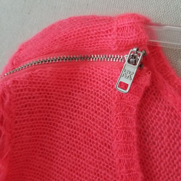Kendall & Kylie‎ Sweater Neon Orange Open Weave Beach Zippered Shoulder Size S - Picture 5 of 11
